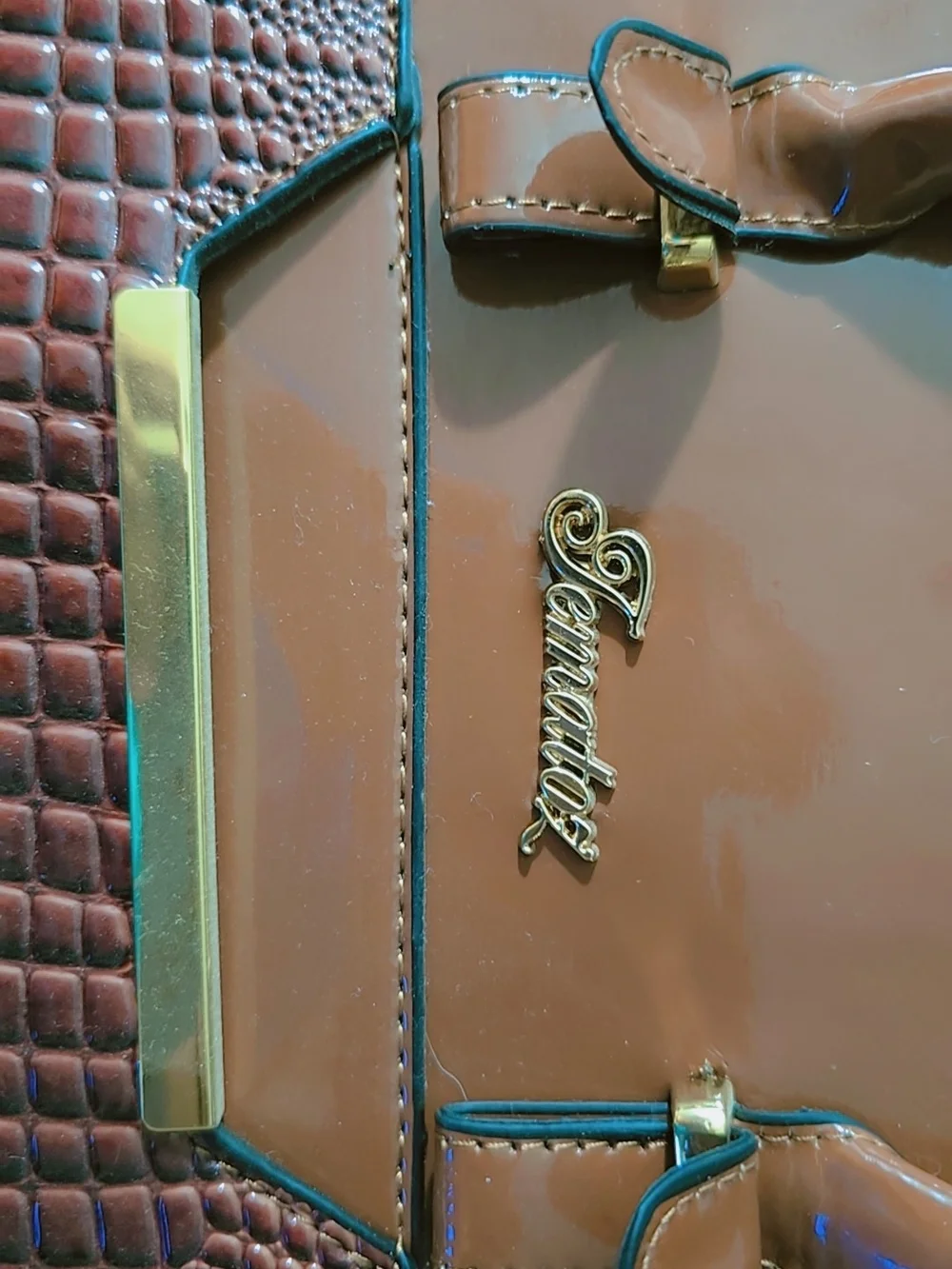 Brown Structured Satchel Bag with Matching Wallet
